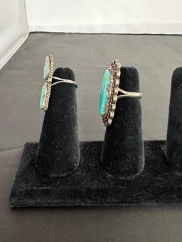 2) SILVER & TURQUOISE RINGS