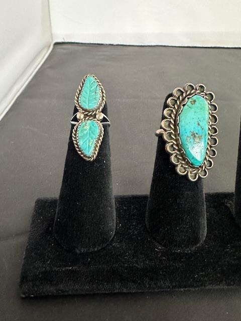 2) SILVER & TURQUOISE RINGS