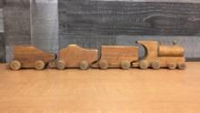 VINTAGE 4-CAR WOOD BLOCK TRAIN SET