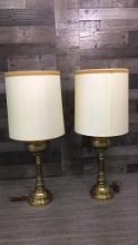 PAIR OF STIFFEL BRASS STYLE LAMPS