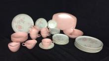 43PC WINDSOR MELMAC PINK FLORAL DISH SET