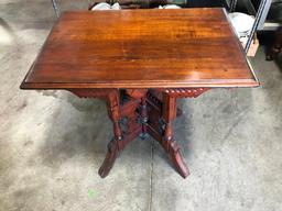 Antique Ornate Parlor Table, 28" Tall, 30" x 21" Top