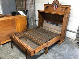 Antique Murphy Bed, Ornate Mirrored Top, Solid Wood Construction, 72" x 21" x 54.5" When Folded Away