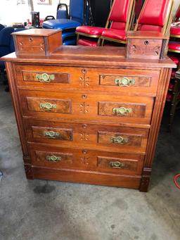 Antique Eastlake Chest of Drawers 45" Tall, 41" Wide, 18" Deep, 4 Drawers, 2 Sock Drawers