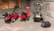 Lot of 3, Older Packer As-Is, Pair of Rear Tine Tillers, Also As-is