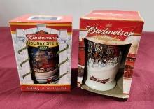 Lot of 2 Budweiser Holiday Steins