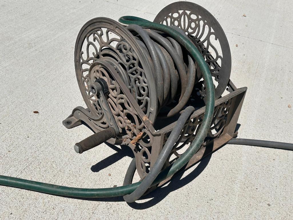 Modern, Retro Iron Hose Reel w/ Hose