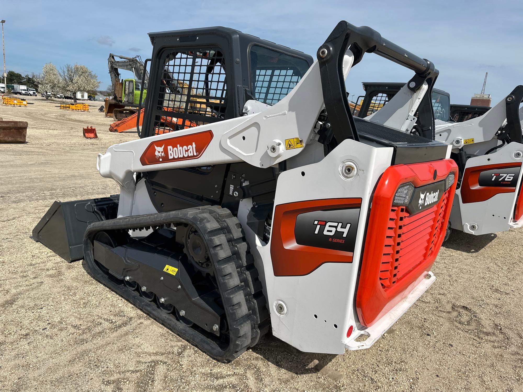 2023 BOBCAT T64 RUBBER TRACKED SKID STEER SN-19577 powered by diesel engine, equipped with rollcage,