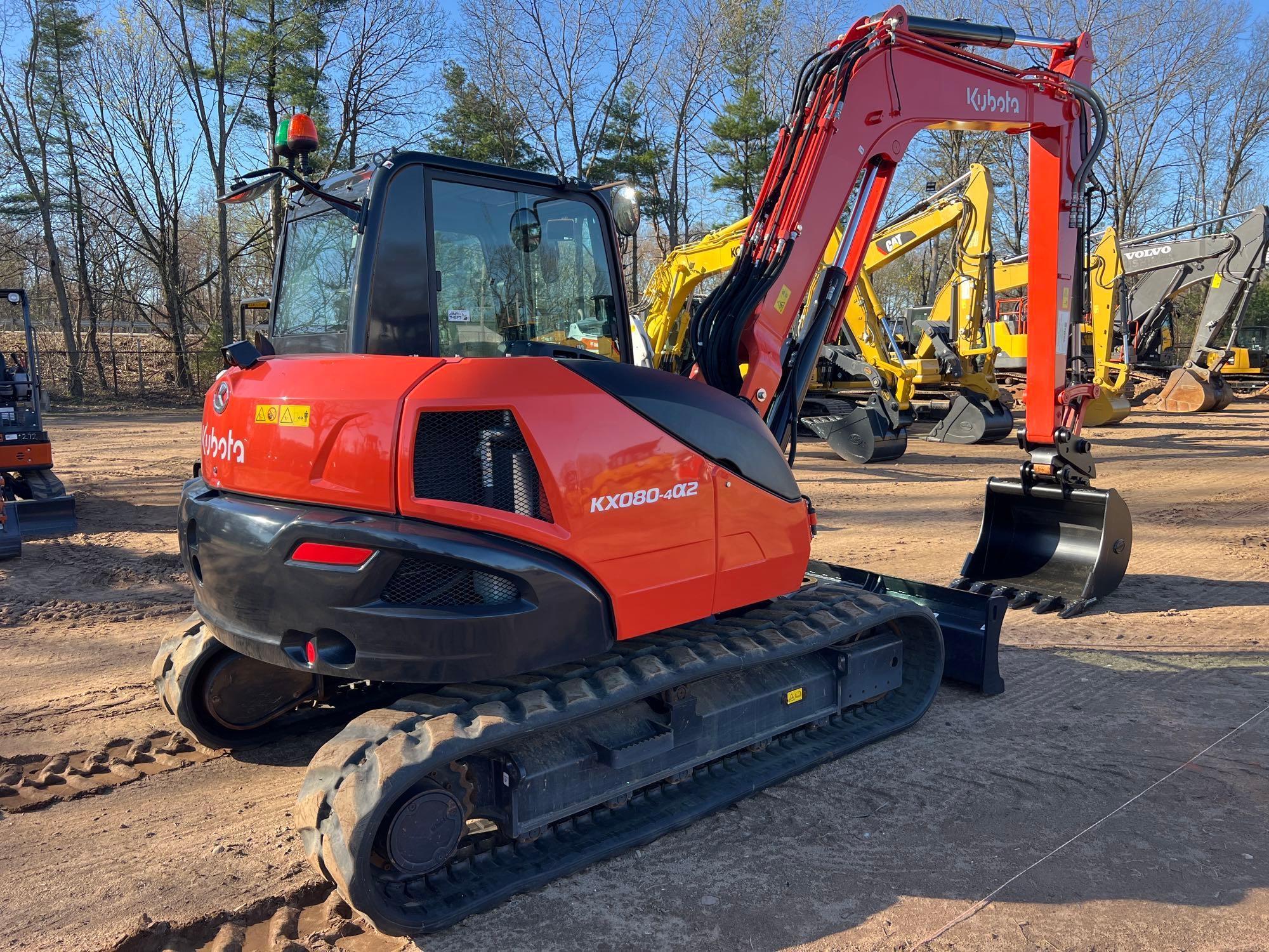 2023 KUBOTA KX080-4A2 HYDRAULIC EXCAVATOR SN:79533 powered by diesel engine, equipped with Cab, air,