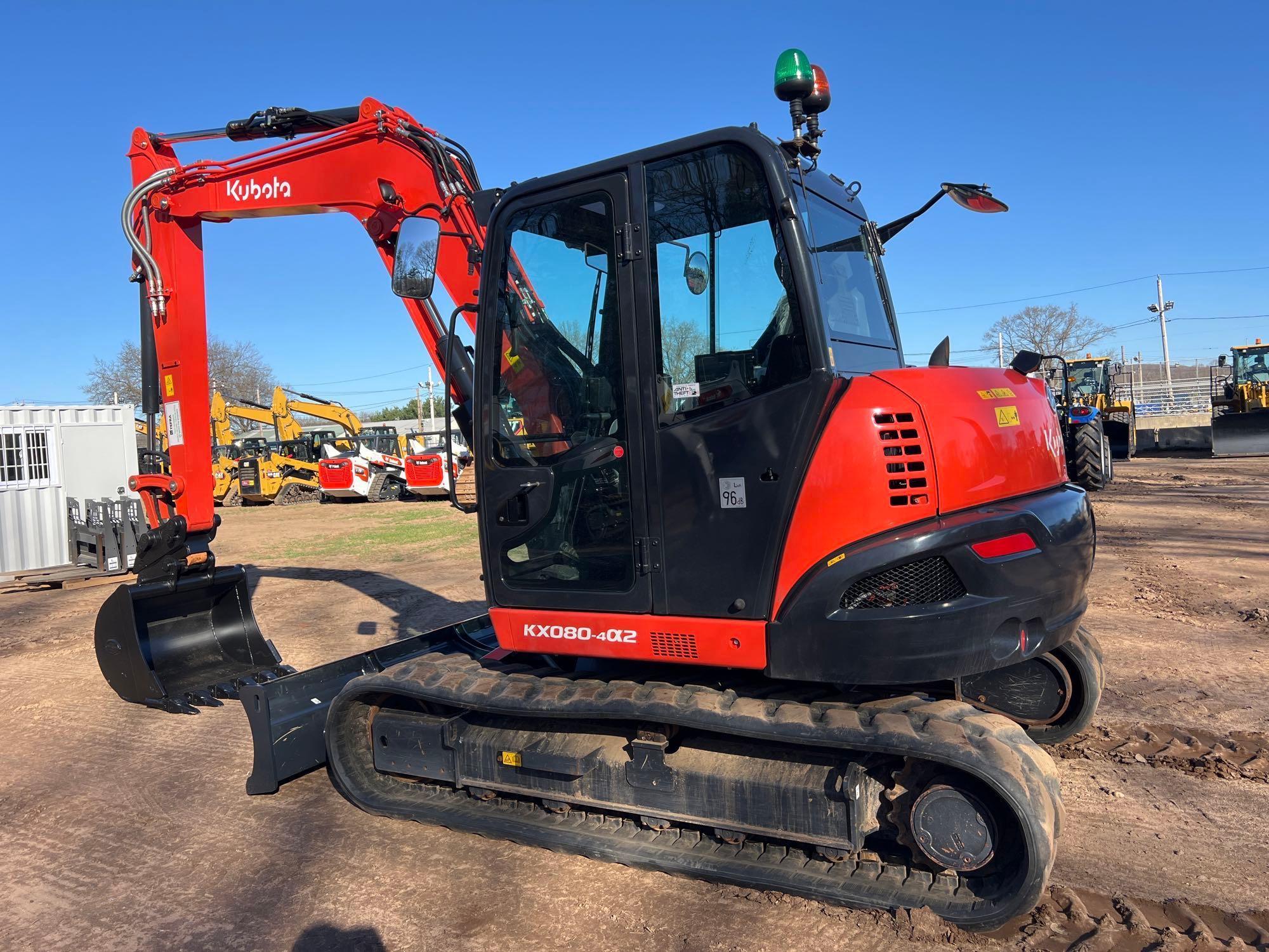 2023 KUBOTA KX080-4A2 HYDRAULIC EXCAVATOR SN:79533 powered by diesel engine, equipped with Cab, air,