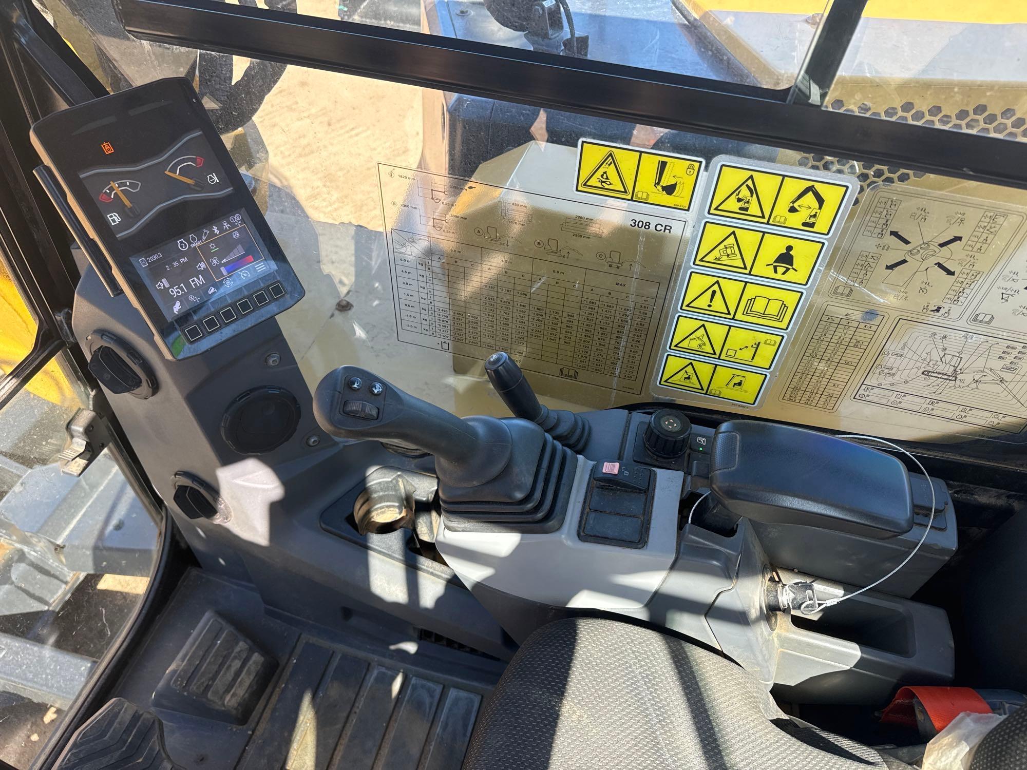 2021 CAT 308CR HYDRAULIC EXCAVATOR SN:GW800851powered by Cat diesel engine, equipped with Cab, air,