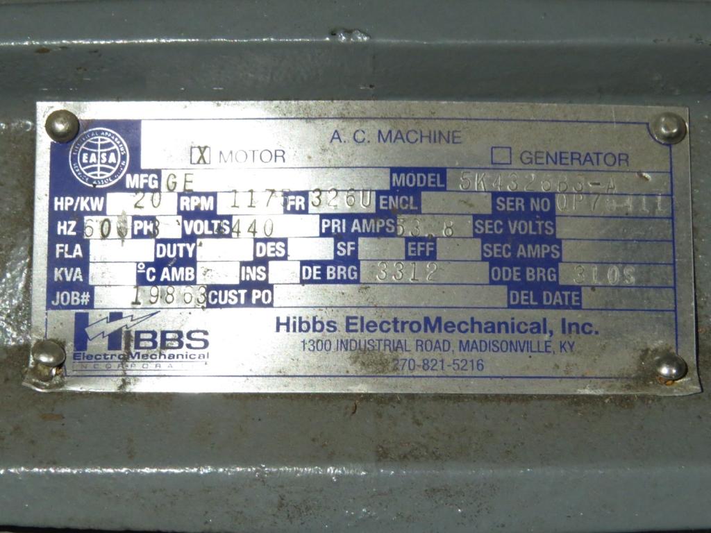 Hibbs Electromechanical 20 HP Electric Motor-