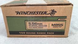 (150) Winchester 62gr 5.56mm Green Tip FMJ Ammo