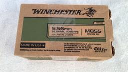 (150) Winchester 62gr 5.56mm Green Tip FMJ Ammo
