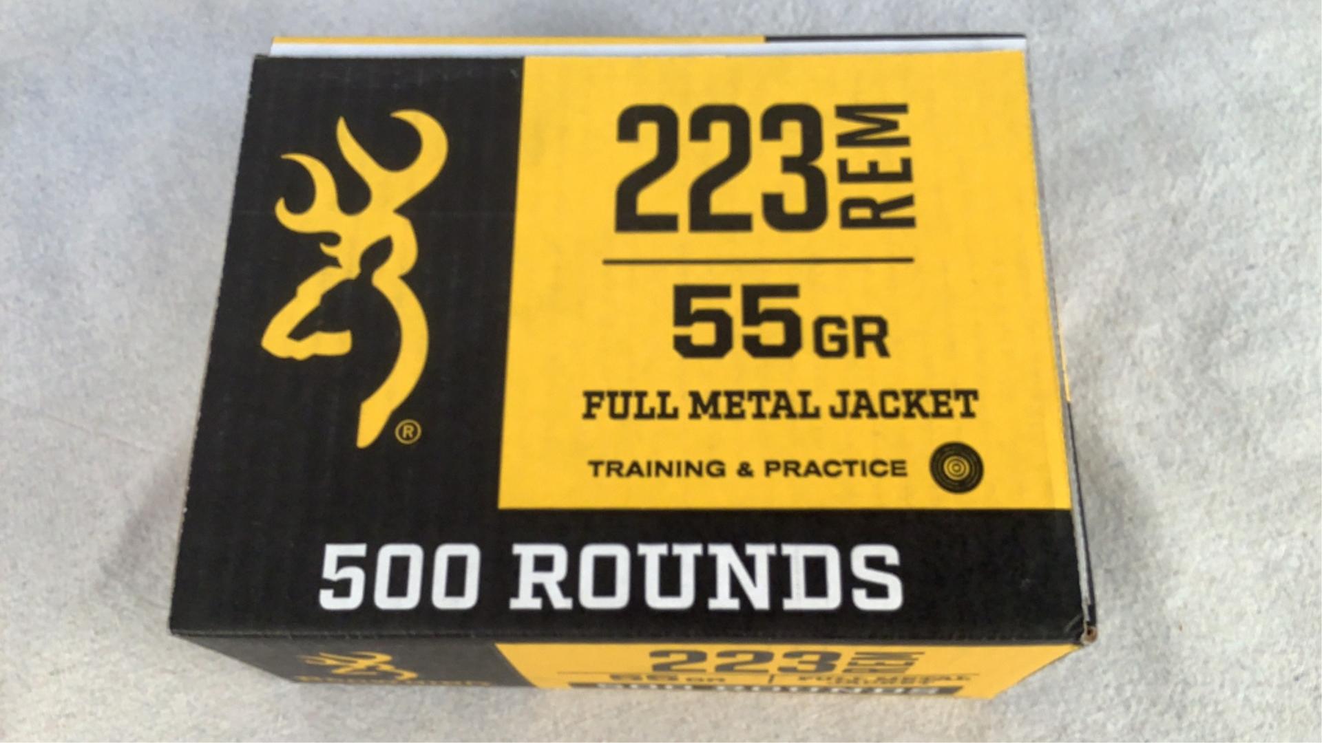 (500) Browning 55gr 223 Remington FMJ Ammo