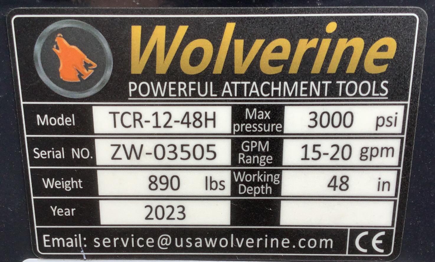 2023 Wolverine 48" Trencher Skid Steer Attachment