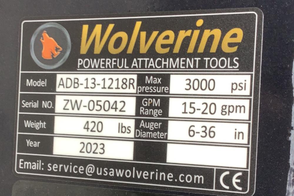 2023 Wolverine Auger Skid Steer Attachment ADB-13-