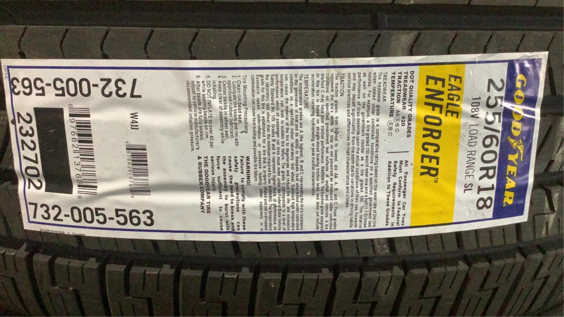 (4) Goodyear 255/60R18 Tires Eagle Enforcer