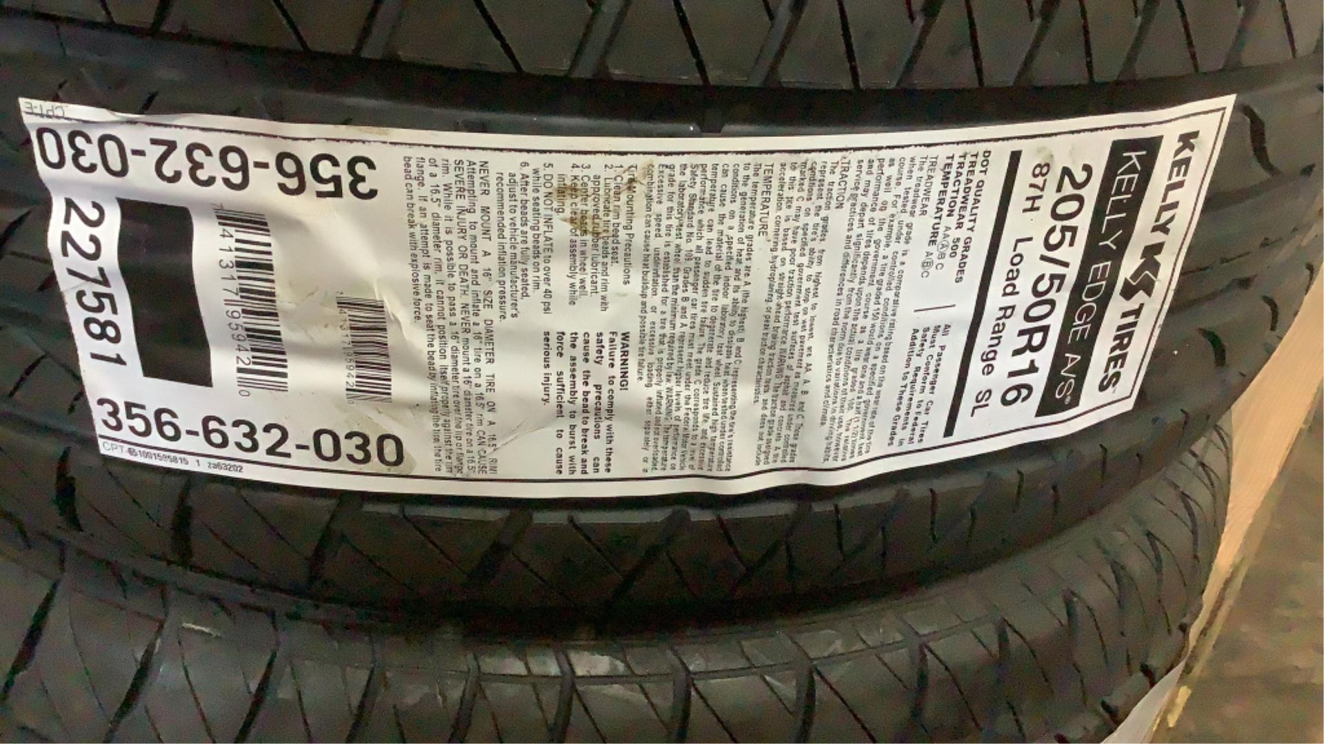 (4) Kelly 205/50R16 Tires Edge A/S