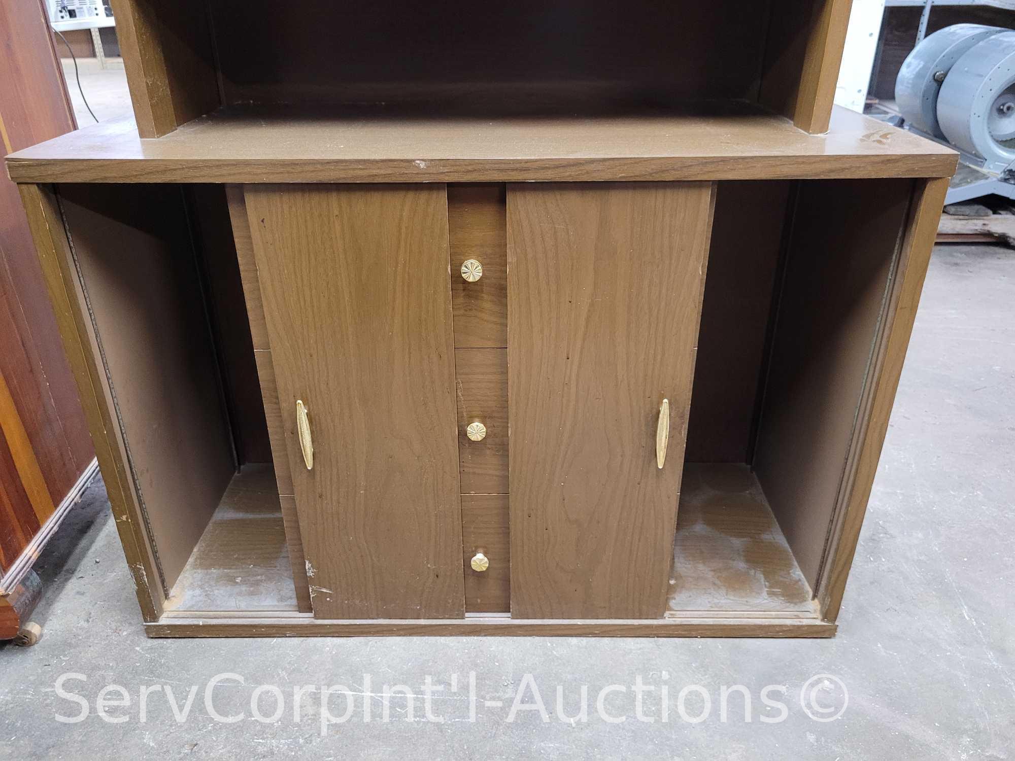 Lot of Bookcase Hutch, DVD/CD Stand, Glass Panes, Wall Table