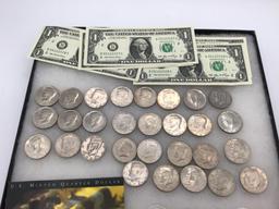 Group of Coins & Currency Including 5-One Dollar