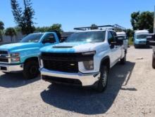 2021 Chevy Silverado 2WD 4 Door Crew Cab Service Body w/Ladder Rack, Gas License# QTJ-P77, VIN