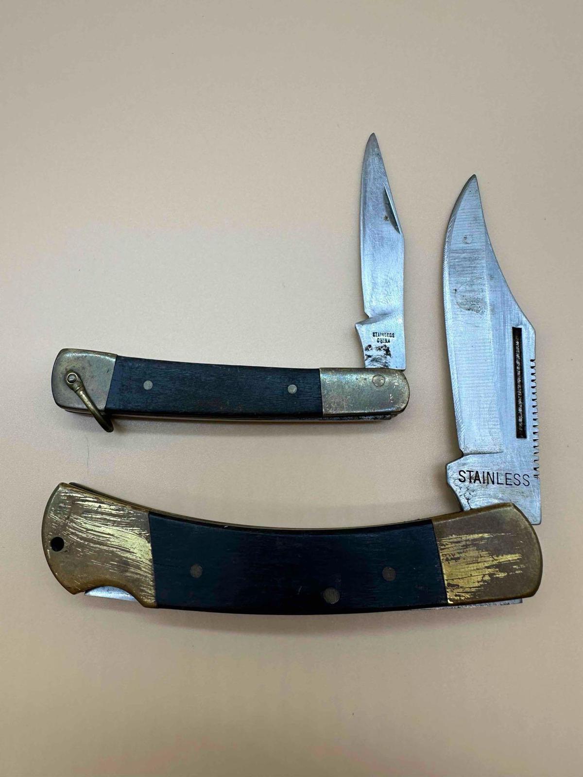 LOT OF 2 BLACK AND GOLD POCKET KNIFE