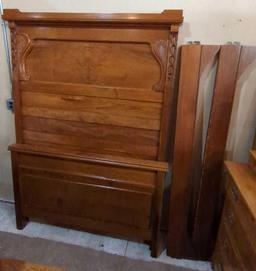 STUNNING ANTIQUE MAHOGANY AND BIRCH BED