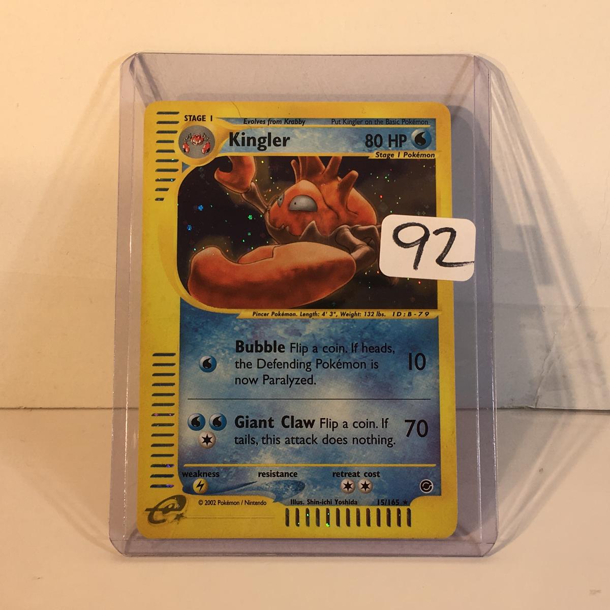 Modern 2002 Pokemon TCG Stage1 Kingler HP80 Holo Pincer Pokemon Card 15/165