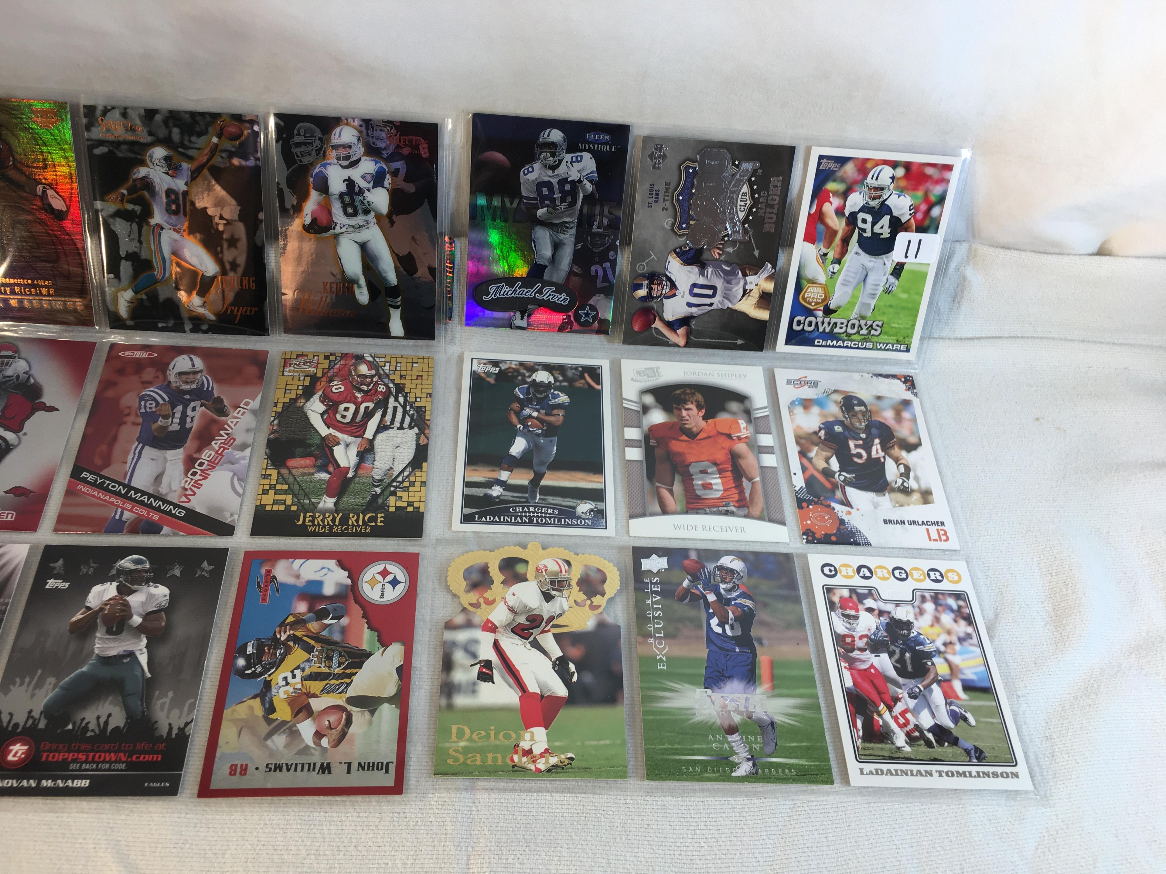 Lot of 18 Pcs Collector Modern NFL Football Sport Trading Assorted Cards & Players - See Pictures