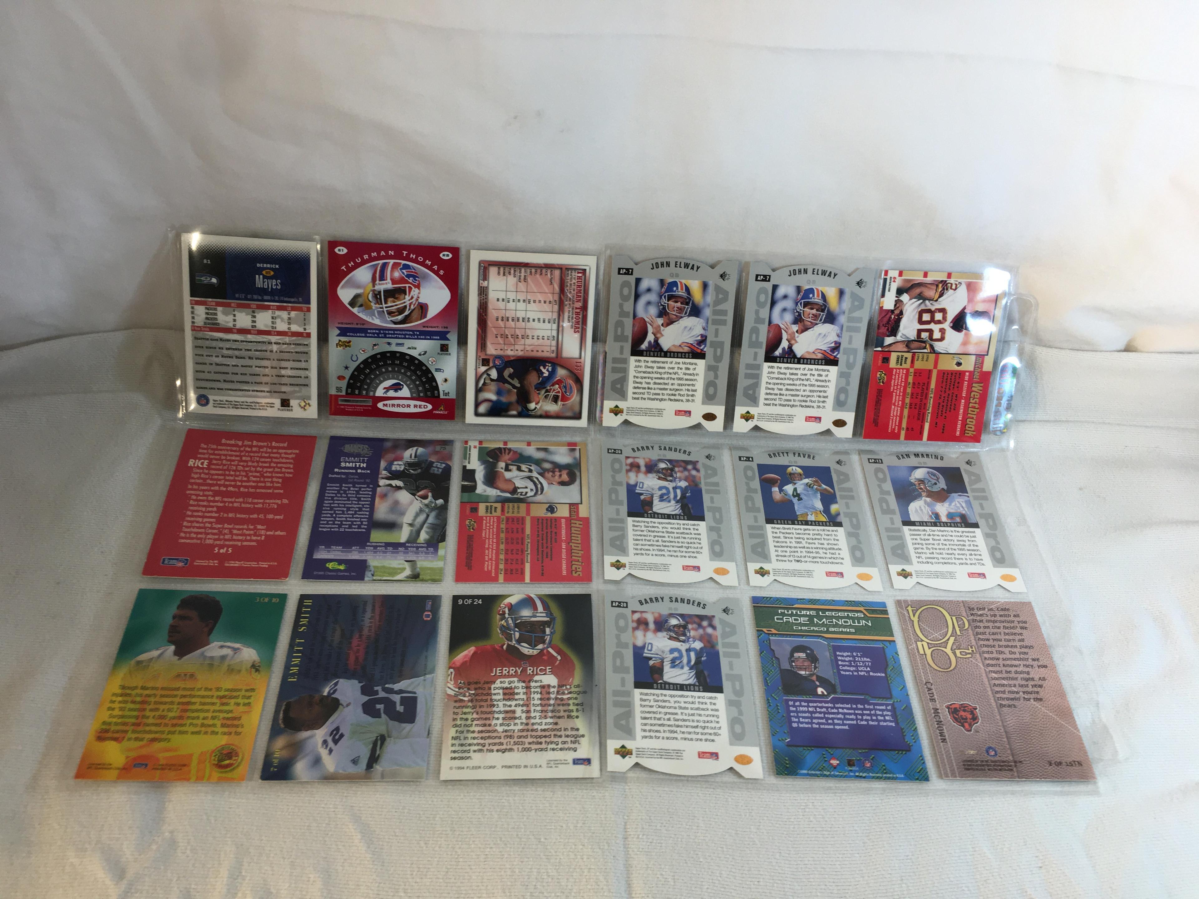 Lot of 18 Pcs Collector Modern NFL Football Sport Trading Assorted Cards & Players - See Pictures