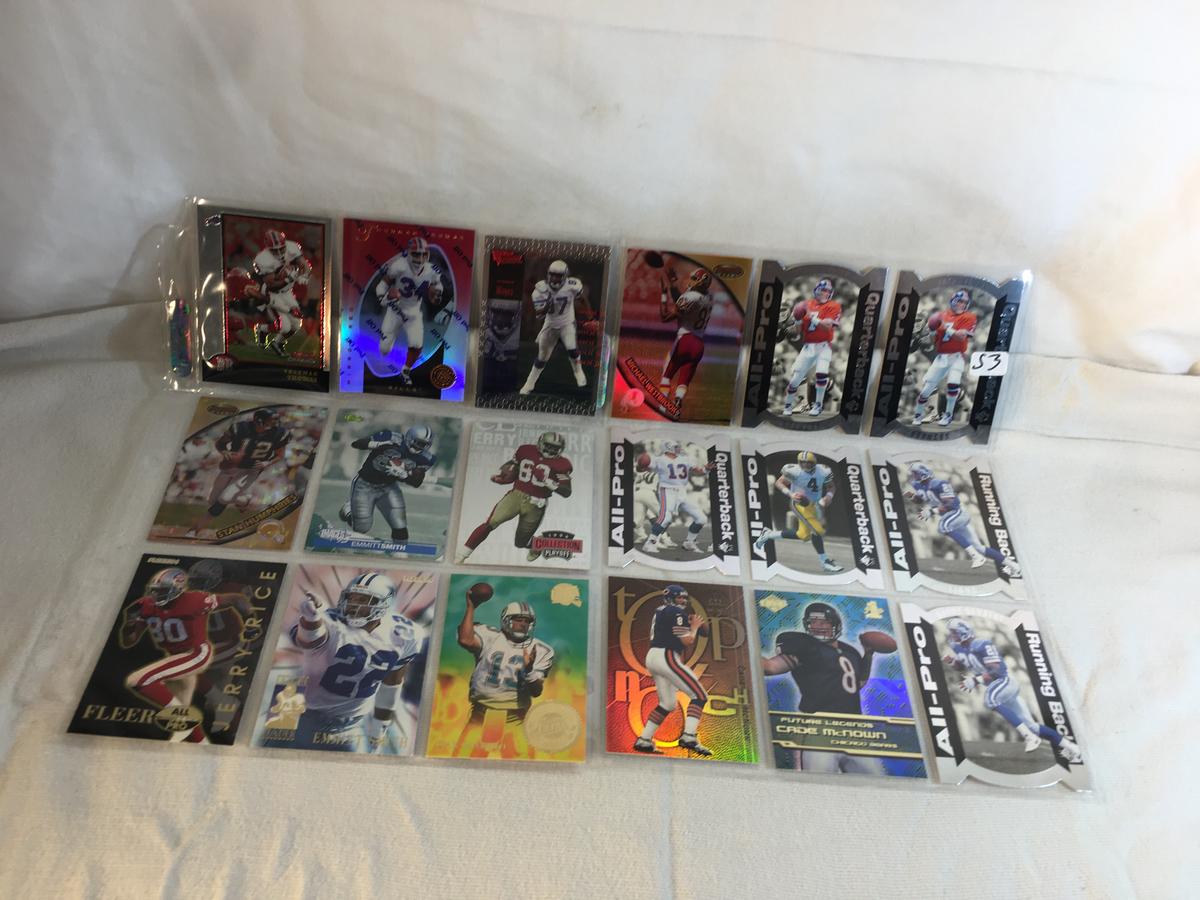 Lot of 18 Pcs Collector Modern NFL Football Sport Trading Assorted Cards & Players - See Pictures