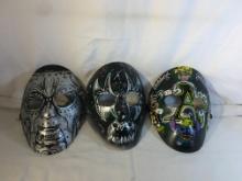 Lot of 3 Pcs Collector Loose Handpainted Mask - See Pictures Hard Plastic Made