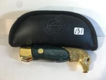 New The Franklin Mint Collector Knives Bald Eagle Folded Pocket Knive W/Case and COA
