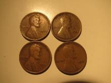 US Coins: 4x1925 Wheat Pennies