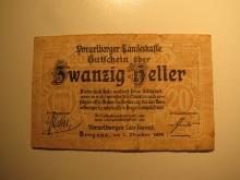 Foreign Currency: 1919 Austria 20 Heller Notgeld