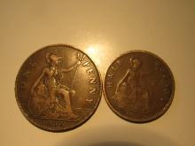 Foreign Coins: Great Britain 1936 Penny & 1929 1/2 Penny