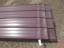 38" used maroon pole barn steel siding, approx. (38) pieces