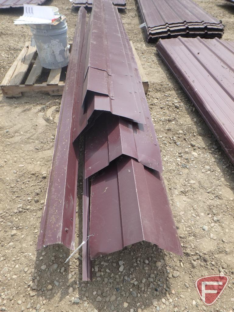 Pole barn trim, roof caps; used, maroon