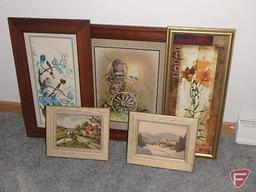Framed pictures: Pilgrim Lass by Ellen Nelson and others