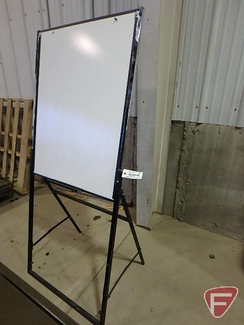 White board on folding metal stand