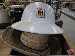 IH/International Harvester plastic safari hat and other straw hat