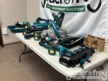 Unused Makita 14-Piece 18v Power Tool Kit c/w Leaf Blower; 3/4" Hammer Drill ; Mini Recip Saw;1/2" S