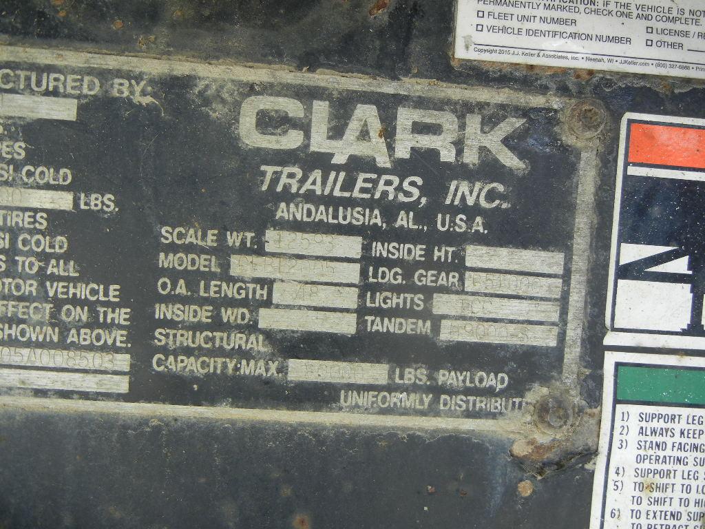 2004 CLARK FLATBED TRAILER,  SLIDING TANDEM AXLE, SPRING SUSPENSION, 24.5 T