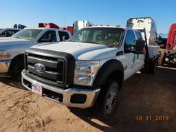 2014 FORD F-450 FLATBED TRUCK, 217,00+ mi,  CREW CAB, 6.7L POWERSTROKE DIES