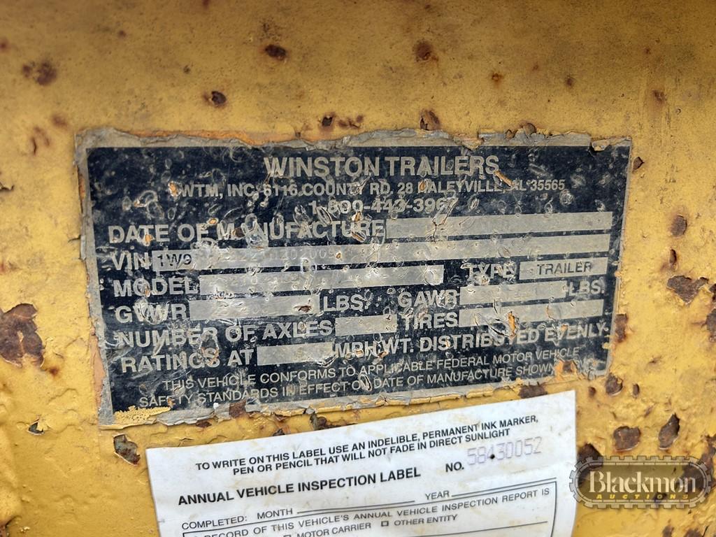 2001 WINSTON EQUIPMENT TRAILER,  PINTLE HITCH, TANDEM AXLE, DUALS, DOVETAIL