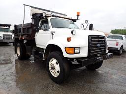 1995 FORD F800 DUMP TRUCK, 283,259+ mi,  CUMMINS DIESEL, AUTO, SINGLE AXLE,