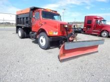 1987 International 4700 Dump Truck with Hydraulic Front Blade and Rear Spre