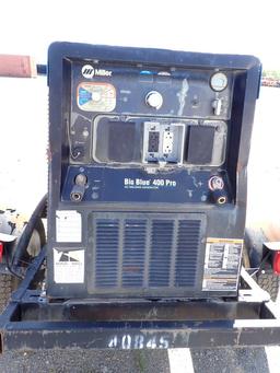 MILLER BIG BLUE 400 PORTABLE WELDER/GENERATOR,  KUBOTA DIESEL, MOUNTED ON S