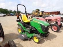 2017 JOHN DEERE 1025R YARD TRACTOR, 176+ hrs,  60" BELLY MOWER, DIESEL, 3-P